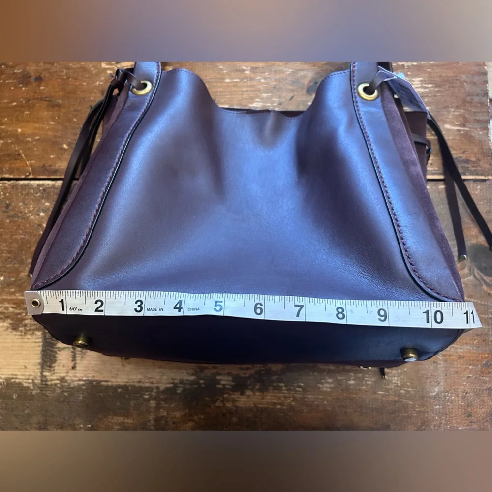 Coach Oxblood Leather and Suede Harmony Hobo Shoulder Bag with Gold Hardware